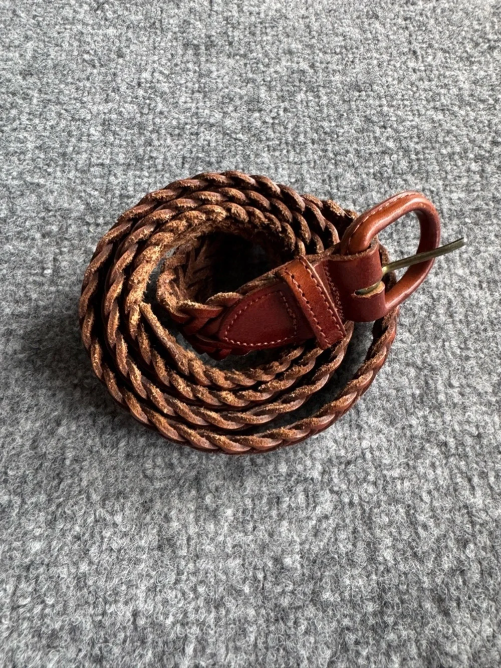 Brown Braided Leather Men's Belt Classic Casual Style Size 40